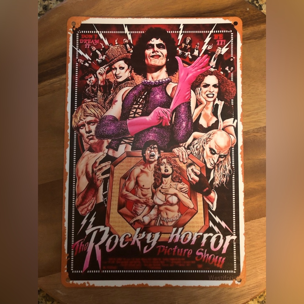 Metal Sign; Aluminum;”The Rocky Horror Picture Show”; Illustrated;Approx. 8”x12” - Picture 1 of 2